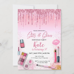 Spa Glitz & Glam Party Mädchen Geburtstag Einladung