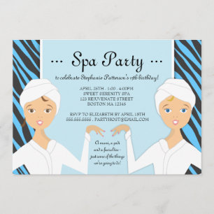 Spa-Mädchen-Geburtstags-Spa-Party-Einladung Zebr Einladung