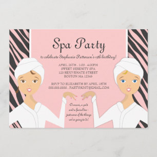 Spa-Mädchen-Geburtstags-Spa-Party-Einladung Zebr Einladung