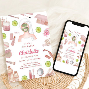 Spa-Make-up-Party Mädchen Geburtstagseinladung Einladung