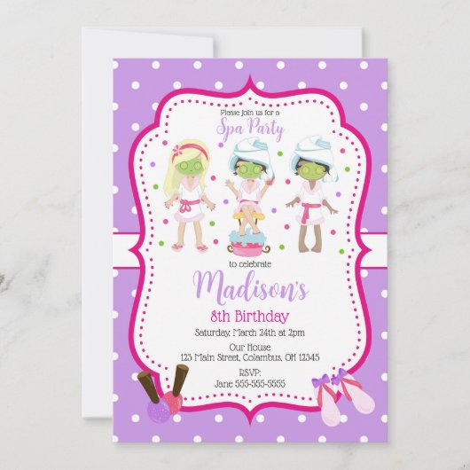 Spa Makeup Birthday Party Invitation Einladung (Vorderseite)