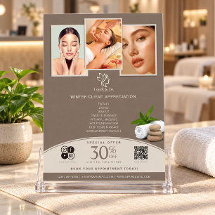 Spa-Marketing-Flyer Taupe Kundenbewertung Flyer