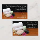 Spa/Massage/Pedicure Salon Scene Black/Color Visitenkarte (Vorne/Hinten)