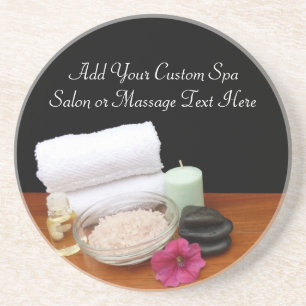 Spa/Massage/Pediküre-Salon Szene Schwarz/Farbe Sandstein Untersetzer
