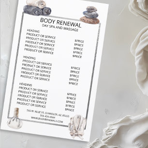 Spa-Massage-Preisliste Dienstleistungen Wasserfarb