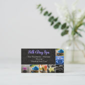 Spa Massage Salon Business Card Royal Blue Black Terminkarte (Stehend Vorderseite)