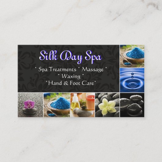Spa Massage Salon Business Card Royal Blue Black Terminkarte (Vorderseite)