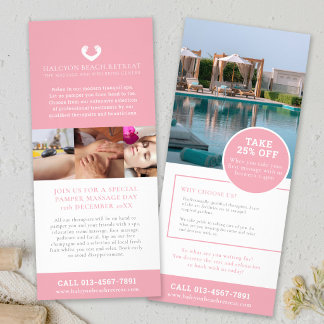 Spa-Massage-Wellness-Werbevermarktung rosa Werbekarte