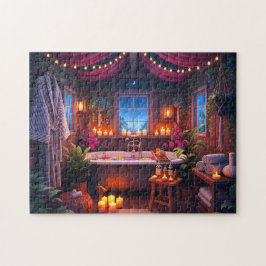 Spa-Nacht Sternenklare Ruhe Gemütliche Bade-Szene Puzzle