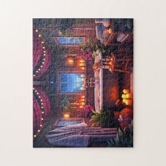 Spa Night Starlit Serenity Cozy Bath Scene Puzzle (Vertikal)