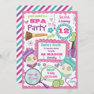 Spa Party Birthday Invitation Einladung
