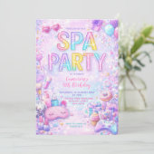 Spa Party Birthday Invitation | Pastel Spa Pamper  Einladung (Stehend Vorderseite)