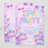 Spa Party Birthday Invitation | Pastel Spa Pamper  Einladung (Vorne/Hinten)