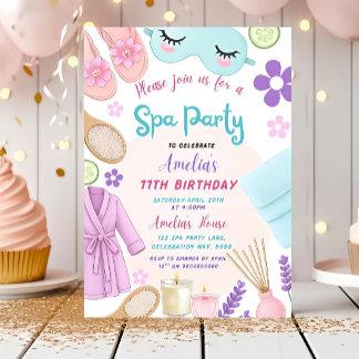 Spa Party Birthday Invitation, Spa Girl Einladung