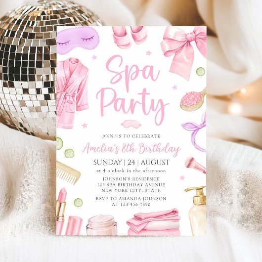 Spa Party Girl Birthday Invitation Einladung