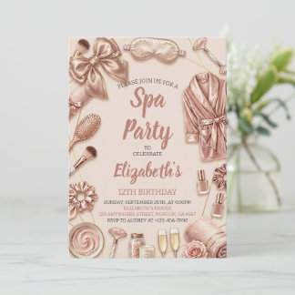 Spa-Party Glanz Glamour Mädchen-Make-up Geburtstag Einladung