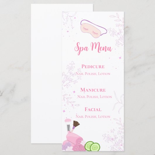 Spa Party Menu Menükarte (Vorne/Hinten)