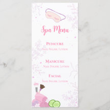 Spa Party Menu