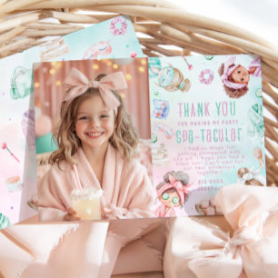 Spa-Party Pastell Geburtstagsfoto Danksagungskarte Einladung