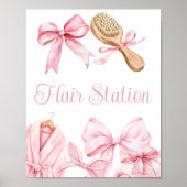 Spa Party Pink Birthday Hair Sign Poster (Vorne)