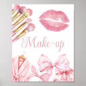 Spa Party Pink Birthday Make-up Sign Poster (Vorne)
