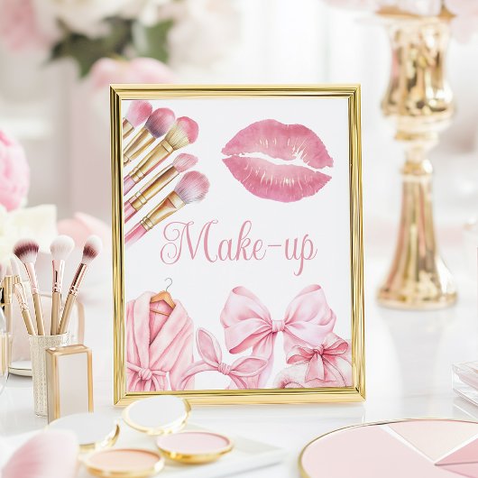Spa Party Pink Birthday Make-up Sign Poster