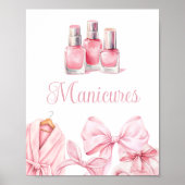 Spa Party Pink Birthday Manicure Table Sign Poster (Vorne)
