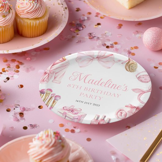 Spa-Party Pink Geburtstagsfeier Pappteller