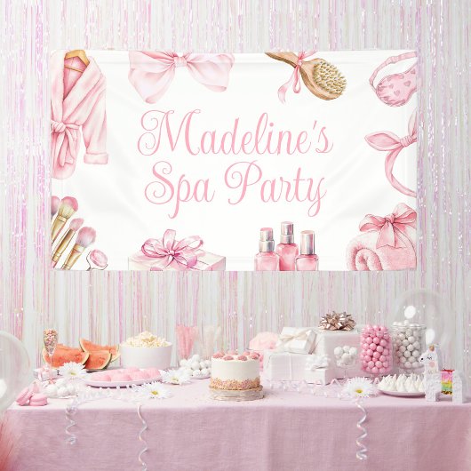 Spa-Party Rosa Geburtstagsfeier Banner