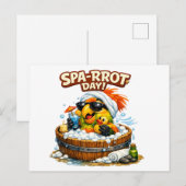 Spa-rrrot Day Funny Parrot Spa Relax Design Postkarte (Vorne/Hinten)