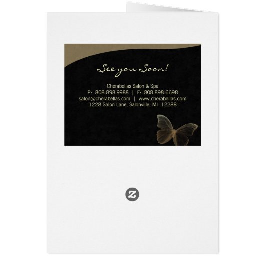 Spa Salon Brochure Greeting Card Beige Butterfly (Hinten)