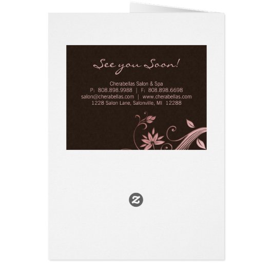 Spa Salon Brochure Greeting Card Pink Flowers (Hinten)
