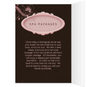 Spa Salon Brochure Greeting Card Pink Flowers (Innen (Links))