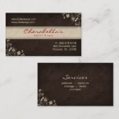 Spa Salon Business Card Floral Butterflies Brown C Visitenkarte (Vorne/Hinten)