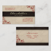Spa Salon Business Card Floral Butterflies Cream R Visitenkarte (Vorne/Hinten)