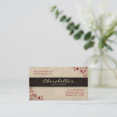 Spa Salon Business Card Floral Butterflies Cream R Visitenkarte (Stehend Vorderseite)