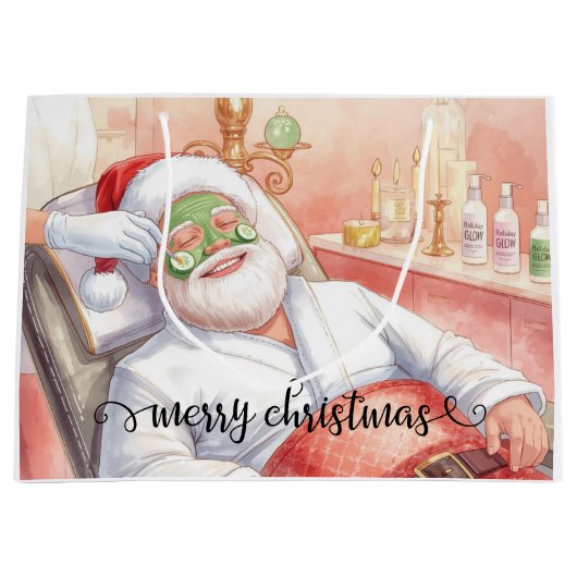 Spa Santa Claus Merry Christmas  Große Geschenktüte (Vorderseite)