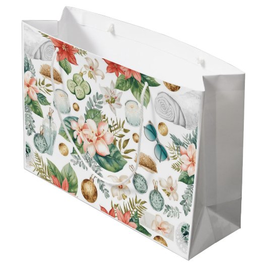 Spa Santa in LA – Merry Christmas Große Geschenktüte (Rückseite Schrägansicht)