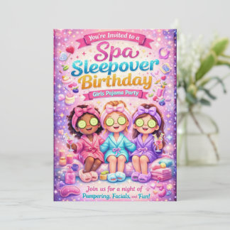 Spa-Schlafparty-Geburtstags-Einladung-Mädchen Spa Einladung