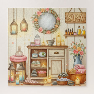Spa-Schrank Cozy Selbstfürsorge Szene Entspannend Puzzle
