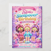 Spa Sleepover Birthday Party Invitation-Girls Spa Einladung (Vorderseite)