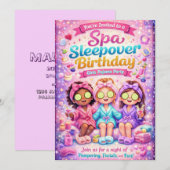 Spa Sleepover Birthday Party Invitation-Girls Spa Einladung (Vorne/Hinten)