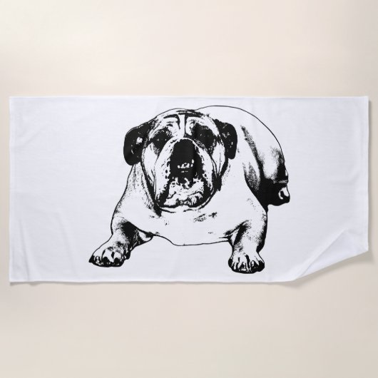 Spa-Tag, Bulldogge regiert Strandtuch (Vorderseite)