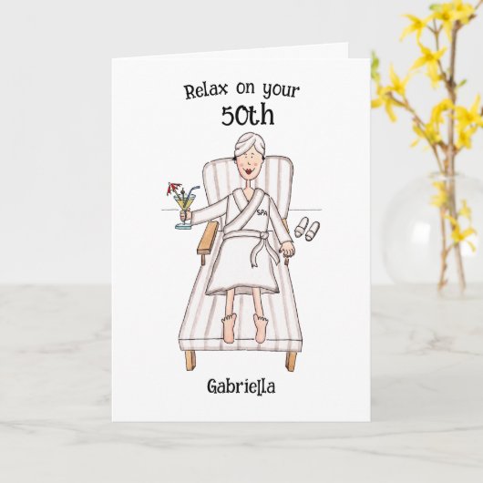 Spa-Tag-Dame-Alter-Geburtstag Karte (Gelbe Blume)