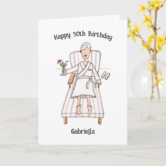 Spa-Tag-Dame Geburtstag Karte (Gelbe Blume)