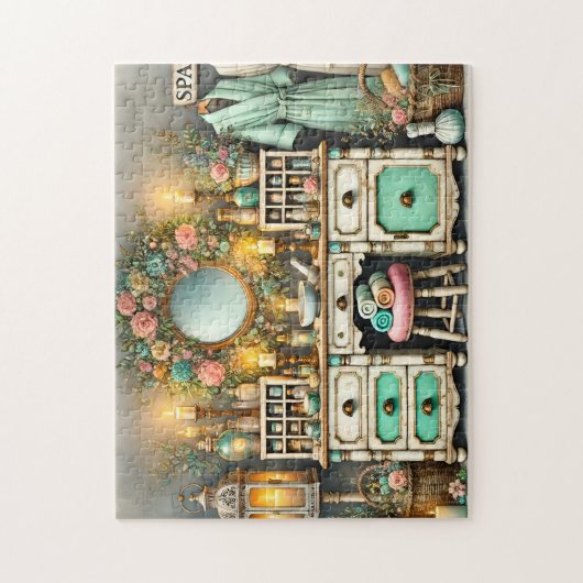 Spa Vanity Shabby Chic Wellness Cabinet Puzzle (Vertikal)