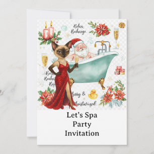 Spa-Weihnachtsfeier mit Siamkatze  Einladung