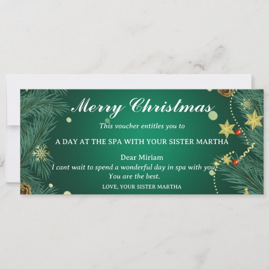 Spa-Weihnachtsgeschenkgutschein (Vorderseite)