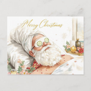 Spa-Weihnachtsmann mit Gurke Frohe Weihnachten Postkarte