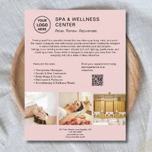 Spa Wellness Center Benutzerdefiniertes Logo QR Ro Flyer